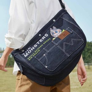 Labubu Denim Messenger Bag – Fall In Wild Serie The Monsters