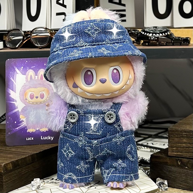 Denim Set voor Labubu – Kawaii Urban Streetwear Stijl