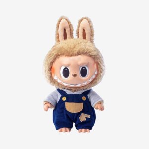 Labubu Time To Chill – Kawaii Knuffel in Blauwe Overall Collectie