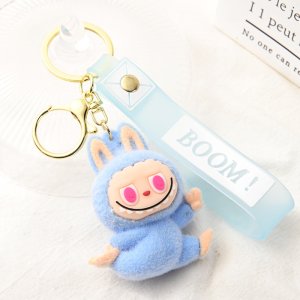 Labubu Sleutelhanger Kawaii – Pluche Accessoire met BOOM! Hoofdband (Blauw, Rood, Roze, Geel)