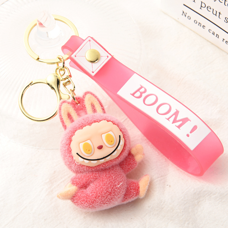 Labubu Sleutelhanger Kawaii – Pluche Accessoire met BOOM! Hoofdband (Blauw, Rood, Roze, Geel) - Afbeelding 3
