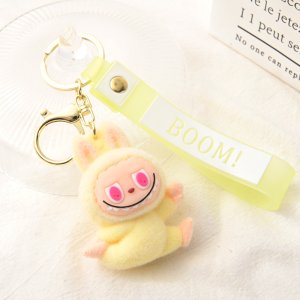 Labubu Sleutelhanger Kawaii – Pluche Accessoire met BOOM! Hoofdband (Blauw, Rood, Roze, Geel)