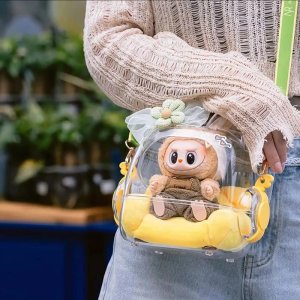 Transparante Kawaii Tas voor Labubu Pop – Rugzak met Schouderriem