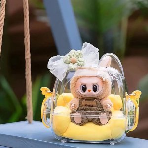 Transparante Kawaii Tas voor Labubu Pop – Rugzak met Schouderriem